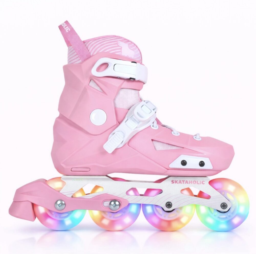 Adjustable Size kids inline skates high quality skate-Pink- with 8 LED wheels